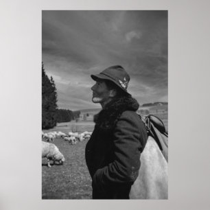 Black and White 1968 German Sheep Herder Poster