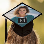Black and White 1 Photo Collage Custom Monogram Graduation Cap Topper<br><div class="desc">Add your favourite colour and design your own. You can use Instagram photos for this design. Use a square photo to create a unique and personal gift. If you need to adjust the pictures,  click on the customize tool to make changes.</div>