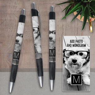 Black and White 1 Photo Collage Custom Monogram Pen