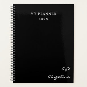 Black and White 2022 Aries Zodiac Symbol Planner