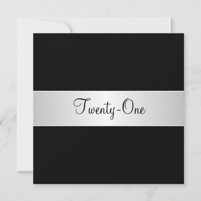 Black and White 21st Birthday Party Invitation (Front)