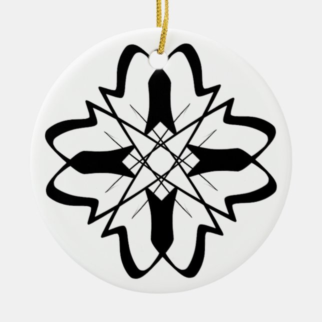 Black and White #24 Bells Doodle Ceramic Ornament (Front)