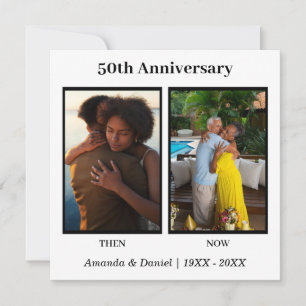 Black and White 2 Photo Collage Anniversary Holiday Card