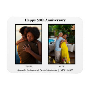 Black and White 2 Photo Collage Anniversary Magnet