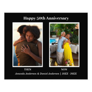 Black and White 2 Photo Collage Anniversary Print