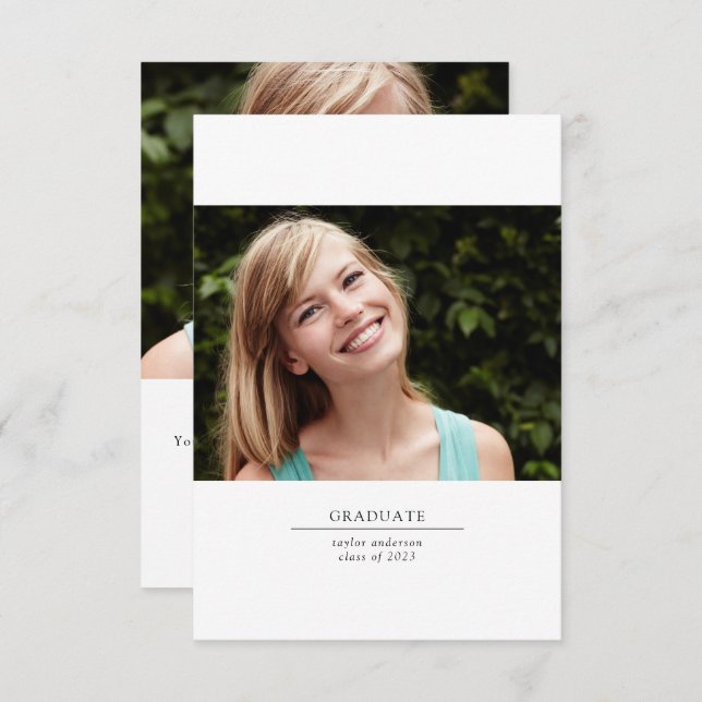 Black and White 2 Photo Graduation Class of 2022 Thank You Card (Front/Back)