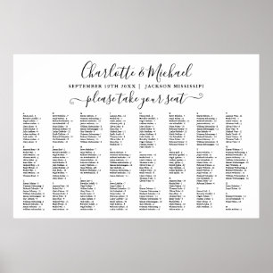 Black And White 300 Names Wedding Seating Chart