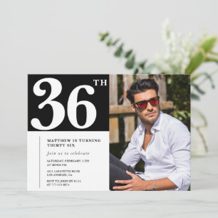 Black and White 36th birthday Invitations Photo