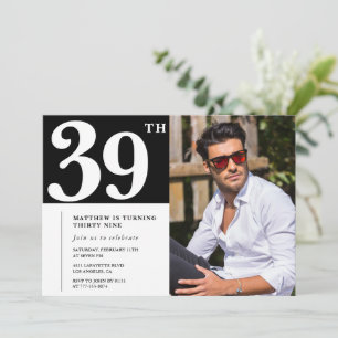 Black and White 39e anniversaire Invitations Photo