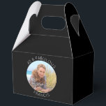 Black and White 40 & Fabulous Photo Favor Box<br><div class="desc">Create your own personalized circle photo large gable favour boxes for her 40th birthday party. Customize the solid black background colour or the white thin line text colour to match your photo. If you change the font type or size, you can fine tune the curvature of the text in small...</div>