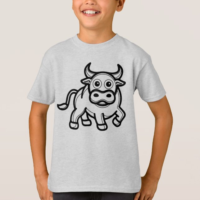 BLACK AND WHITE #41 - A bull is surprised T-Shirt (Front)