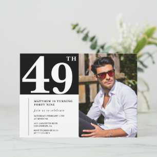 Black and White 49th birthday Invitations Photo