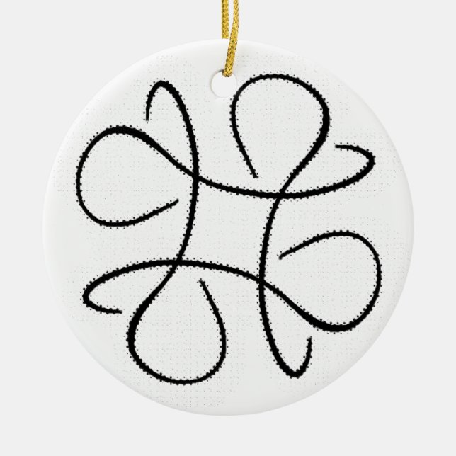 Black and White #4 Fancy Hashtag Ceramic Ornament (Front)