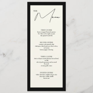 Black and White 4x9.25 Table Menu Card