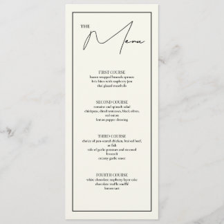 Black and White 4x9.25 Table Menu Card