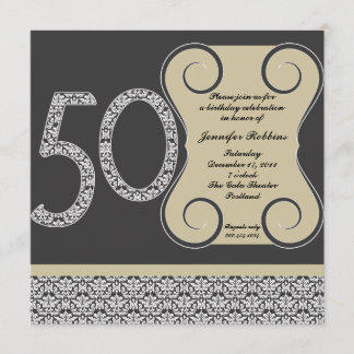 Black and White 50th Birthday Invitation