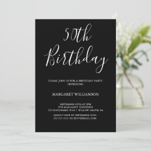 Black and White 50th Birthday  Invitation