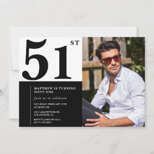 Black and White 51st Birthday Invitations Photo