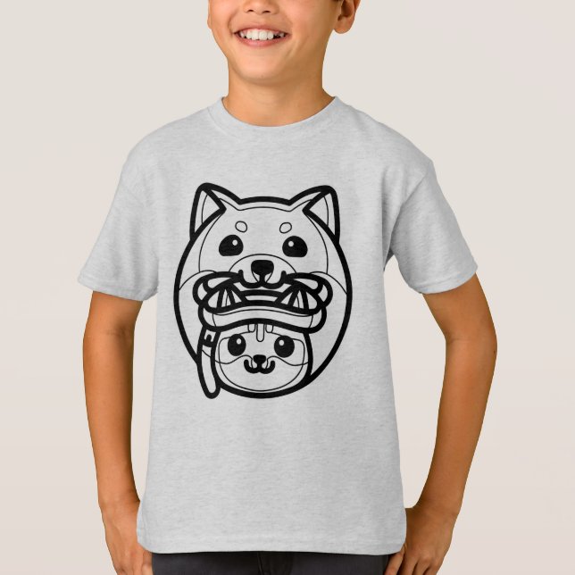 BLACK AND WHITE #54 - Dog and cat on an adventure T-Shirt (Front)