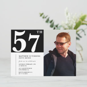 Black and White 57th birthday Invitations Photo