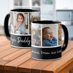 Black And White 5 Photo Collage Love You Daddy  Mug