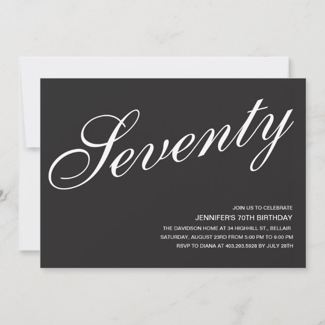Black and White 70e anniversaire Invitations (Devant)