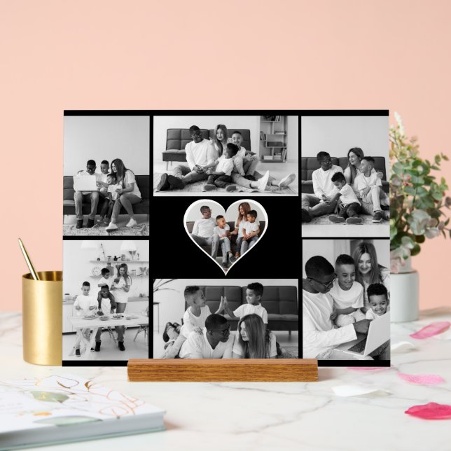 Black and White 7 Photo Collage Acrylic Sign (Wedding)