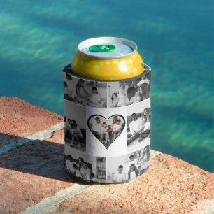 Black and White 7 Photo Collage Can Cooler