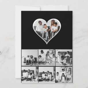 Black and White 7 Photo Collage Card
