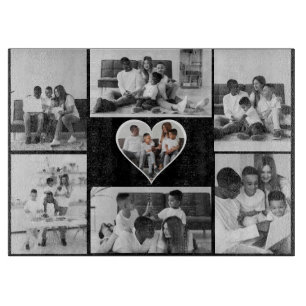 Black and White 7 Photo Collage Cutting Board