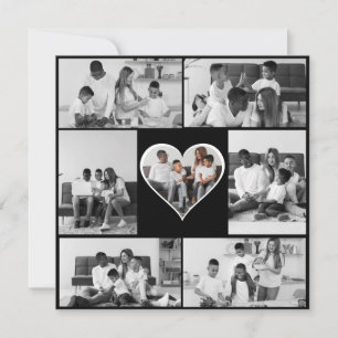 Black and White 7 Photo Collage Holiday Card