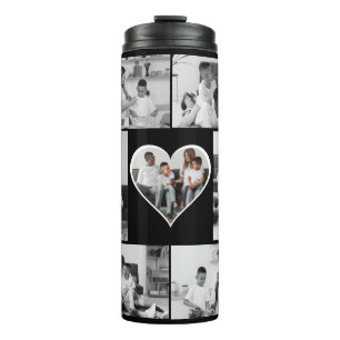 Black and White 7 Photo Collage Thermal Tumbler