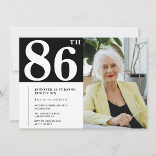 Black and White 86th birthday Invitations Photo