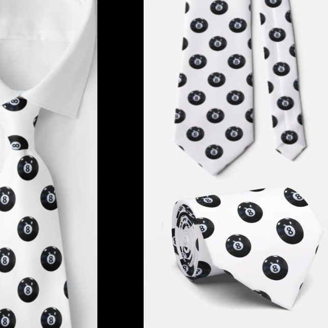 Black and White 8 Ball Billiards Pool Player Cool Tie (Creator Uploaded)