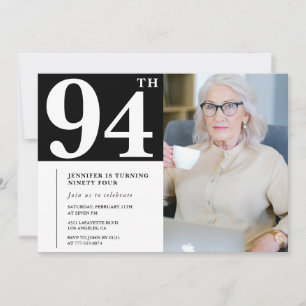 Black and White 94th birthday Invitations Photo