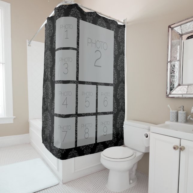 Black and White 9 Photo Collage with Monogram (In Situ)