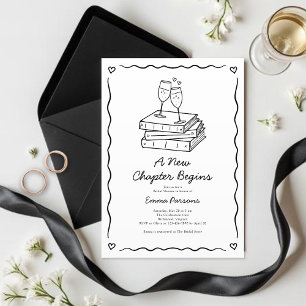 Black and White A New Chapter Begins Bridal Shower Invitation