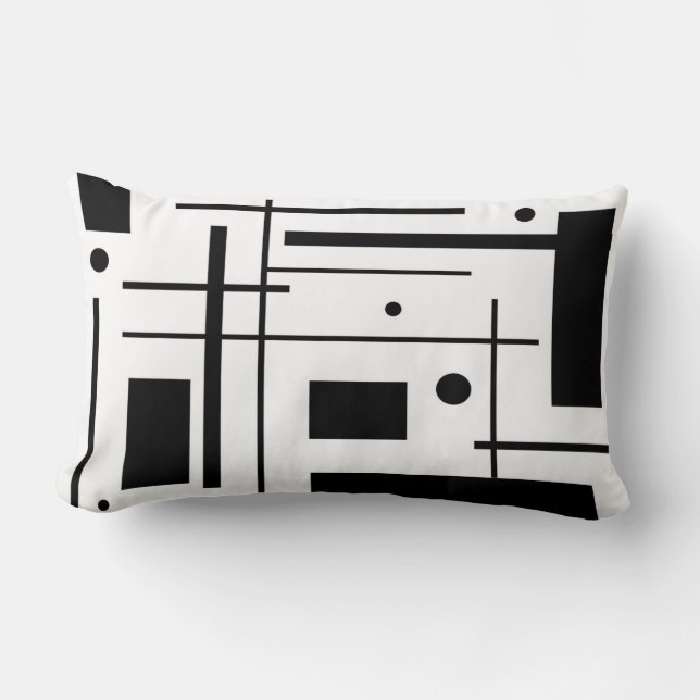 Black and White Abstract Art Lumbar Throw Pillow (Front)