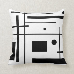 Black and White Abstract Art Throw Pillow
