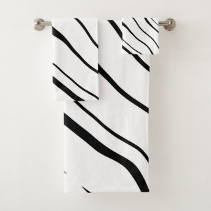 Black and White abstract Bath Towel Set