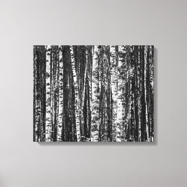 Black and White Abstract Birch Forest Canvas Print (Front)