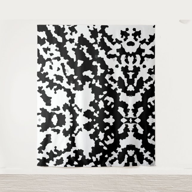 Black And White Abstract Camouflage Pattern Tapestry (Front)