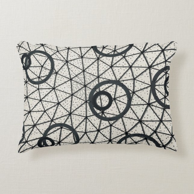 Black and White Abstract Circles Accent Pillow (Front)