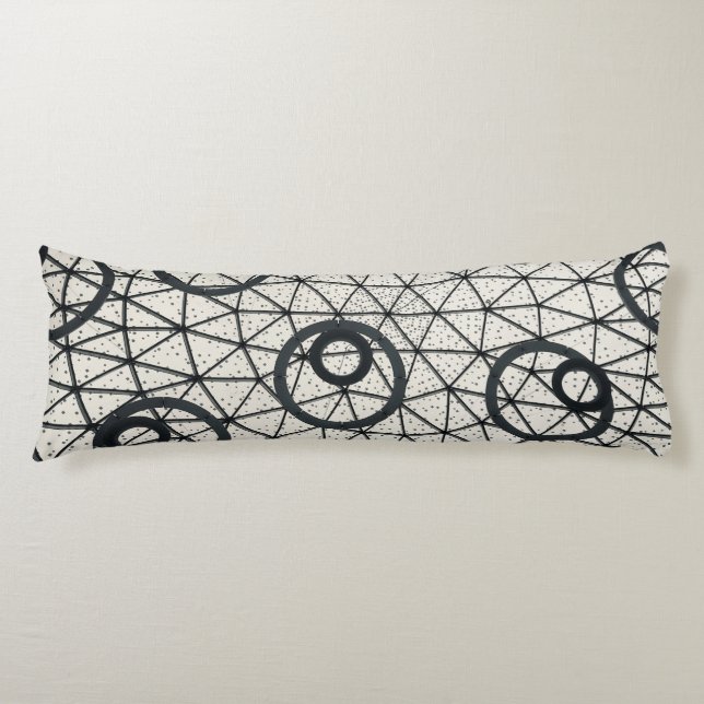 Black and White Abstract Circles Body Pillow (Front)