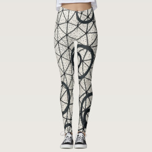 Black and White Abstract Circles Leggings