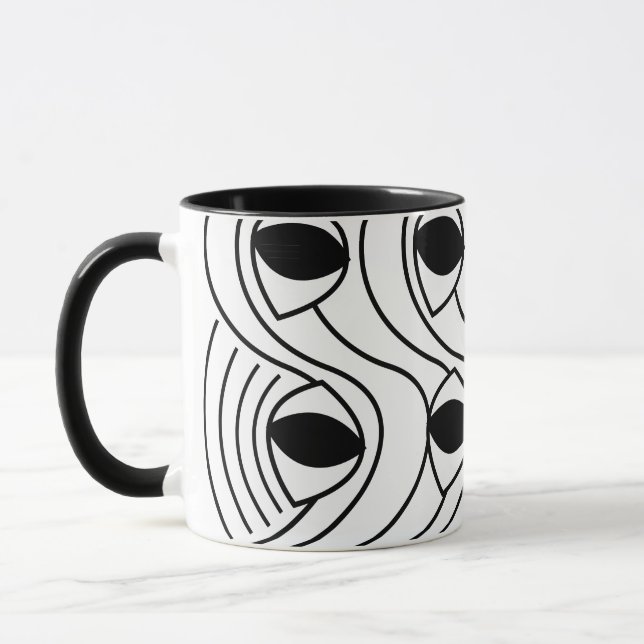 Black and White Abstract Curvy Mug (Left)