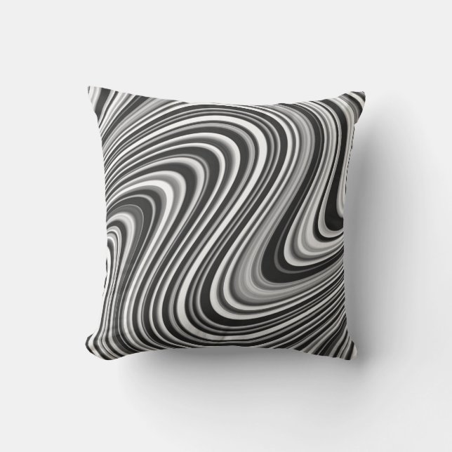 Black and White Abstract Curvy Shapes Throw Pillow (Front)