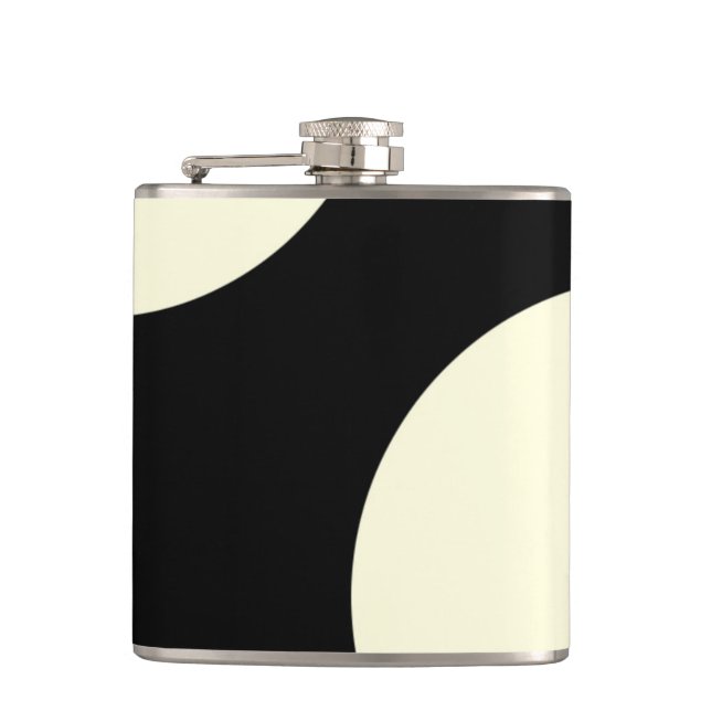 Black and white abstract design hip flask (Front)