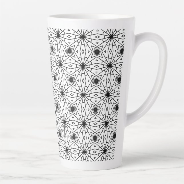 Black and White Abstract design Latte Mug (Right)
