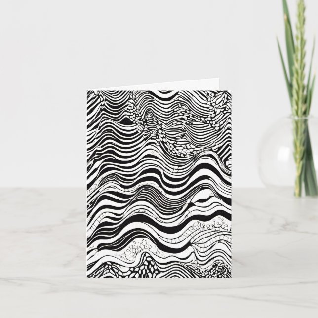 Black and White Abstract Design Note Card (Front)